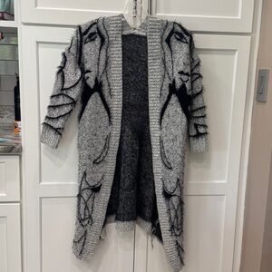 Black and Gray Long sweater Small to Med Top